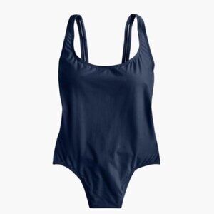 J Crew Plunging Scoopback One Piece Swimsuit in Navy Size 14  NWT